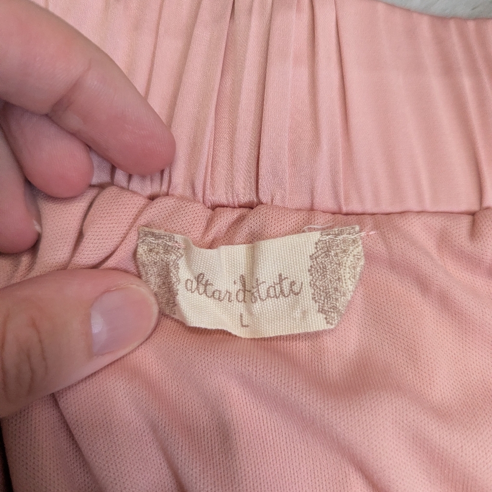 Altar’d State Pink Pleated Skirt – Size L | Satin Look, Romantic Coquette - Picture 5 of 8